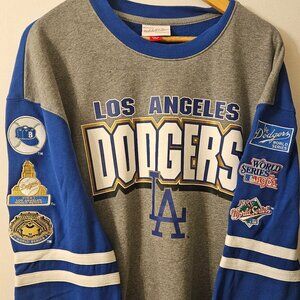 Mitchell & Ness Los Angeles Dodgers All Over Print Crewneck 2.0 Blue - XXL